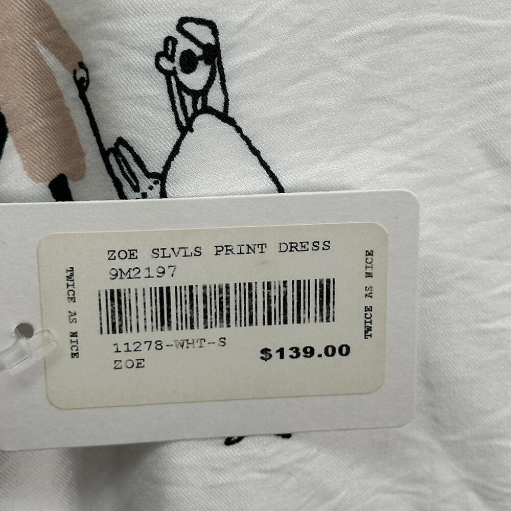 ZOE Rayon White Graphic Tunic‎ Dress Small - Picture 4 of 5